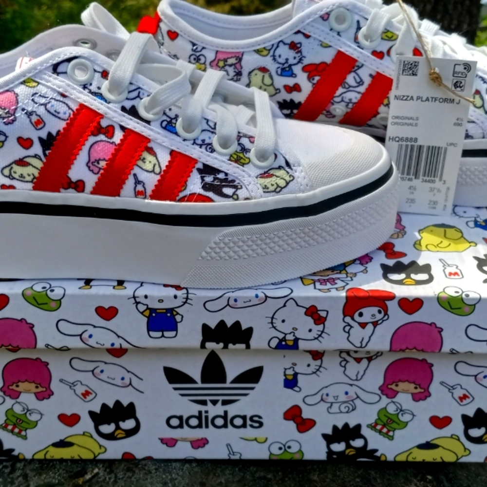 Adidas Originals (Unisex) Nizza Platform Sneakers J- Hello Kitty& Sanrio Friends - Picture 1 of 16